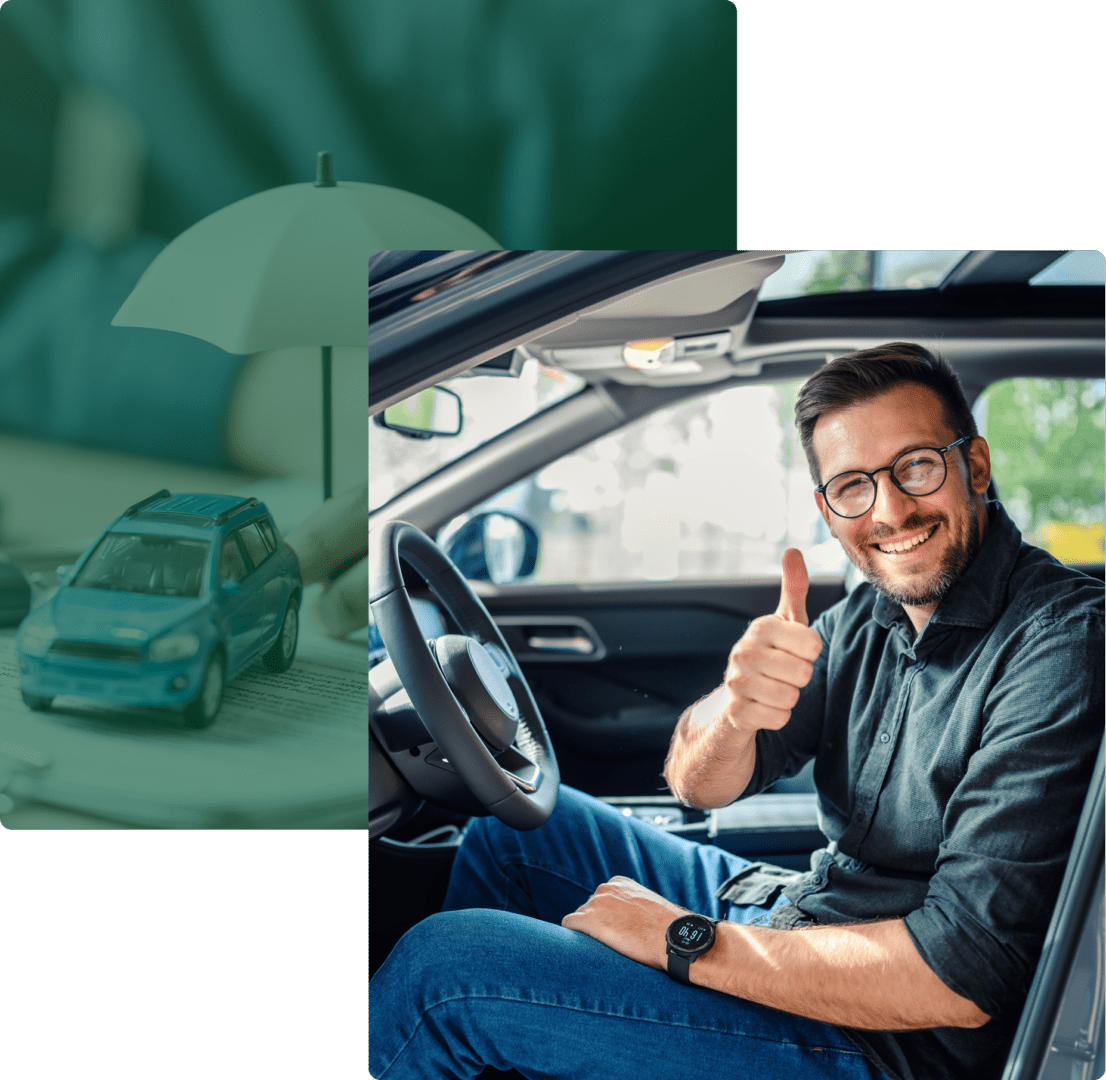 Happy driver in vehicle