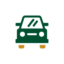 Simple green car symbol on white background