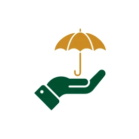 Hand holding umbrella icon