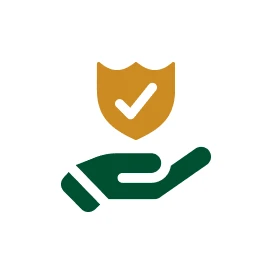 Hand holding shield with checkmark
