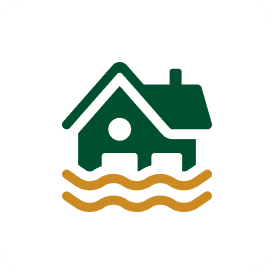 Green house over water waves