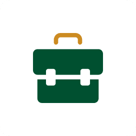 Green briefcase icon with yellow handle