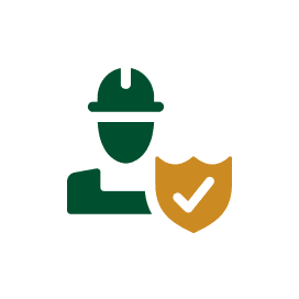 Safety badge and construction worker symbol