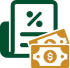Money and percentage document icon