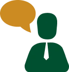 Silhouette speaking with orange bubble